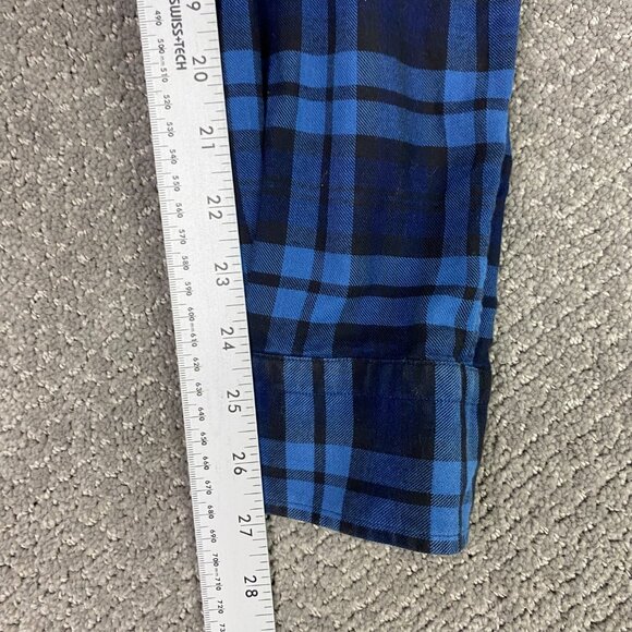 Eton Flannel Shirt Large 42 16.5 Blue Contemporary Fit Lightweight Plaid Indigo - Picture 13 of 13